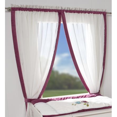 Be 's Collection curtain 2 loop chusty sowy fuchsia 100 x 240 cm 