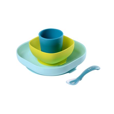 Beaba Coffret Repas 4 Pieces Silicone Bleu Vert 6 M Roseoubleu Fr