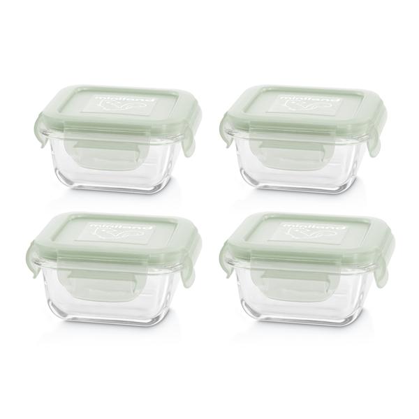 miniland set 4 4 naturSquare 4-delige set vierkante glazen container groen