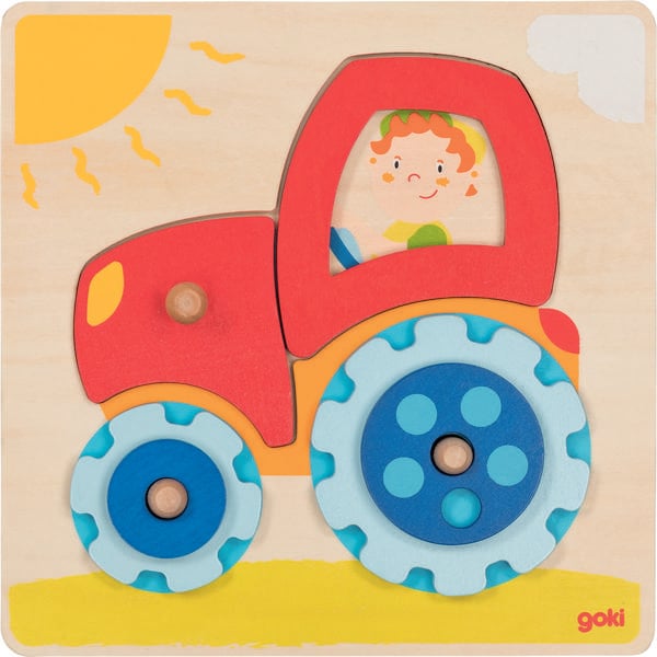 goki Puzzle tracteur bois, 6 pièces