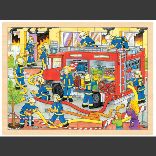goki Einlegepuzzle Feuerwehreinsatz, 48 Teile