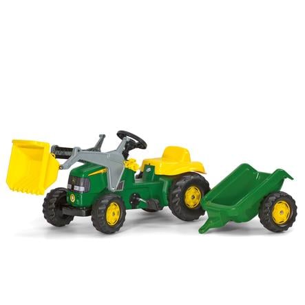 Grün Rolly Toys RollyKid John Deere Traktor mit Lader und Anhänger 