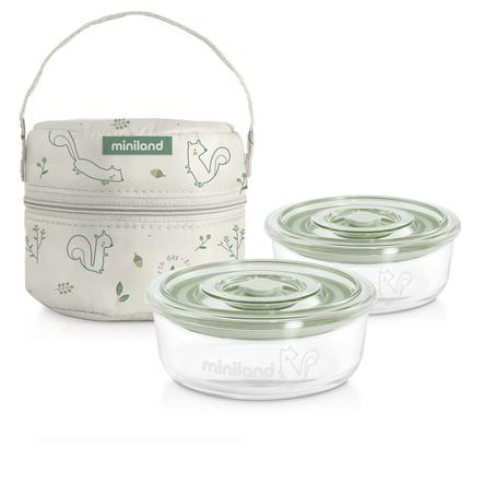 Miniland Pot Conservation Repas Bebe Pack 2 Go Naturround Sac Isotherme Vert Roseoubleu Fr