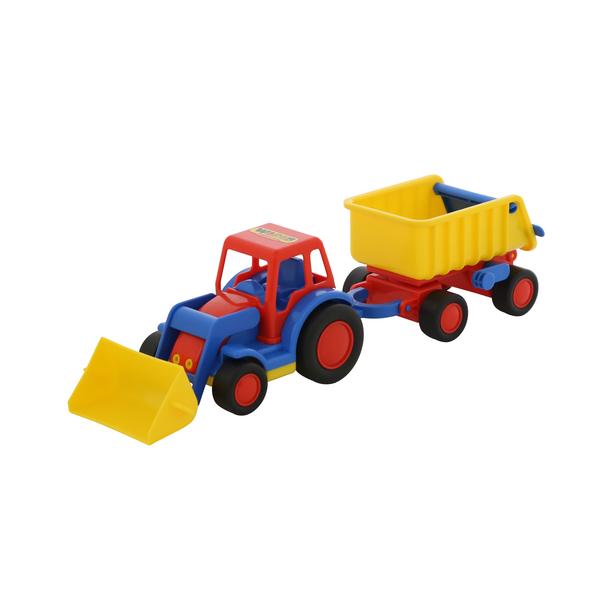 WADER QUALITY TOYS Tracteur enfant à pelle et remorque Basics
