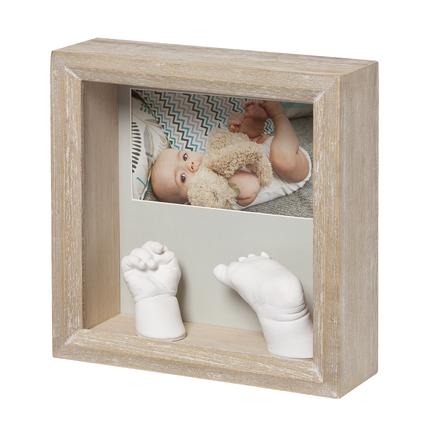 Baby Fotorahmen,Baby Holz Bilderrahmen mit Gipsabdruck Fussabdruck Fotoalbum 