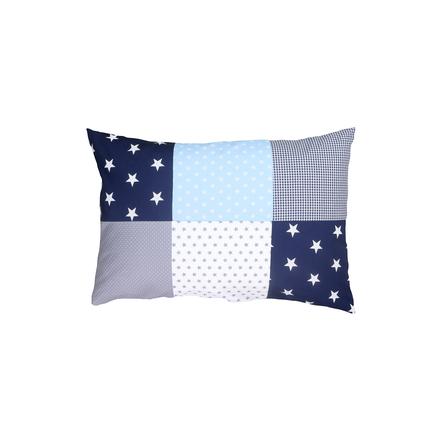 Ullenboom Taie d'oreiller enfant patchwork bleu bleu clair gris 40x60 cm