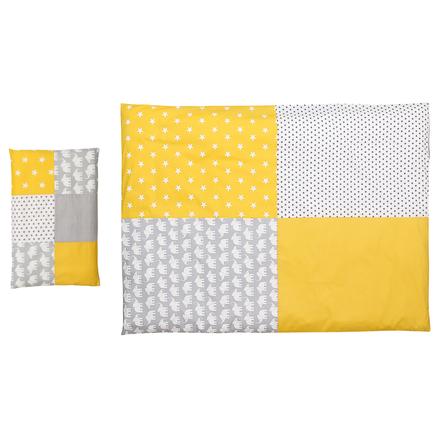 Ullenboom Set biancheria da letto per bambini grigio giallo 135 x 100 cm + 40 x 60 cm 