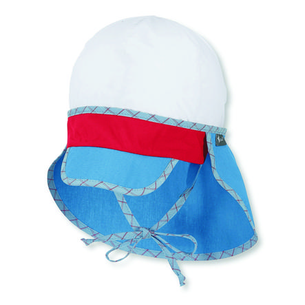 Sterntaler Bonnet pare-soleil avec protège-cou en velours bleu 