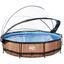 EXIT Pool Wood 360x76cm con tapa y bomba de filtro, marrón
