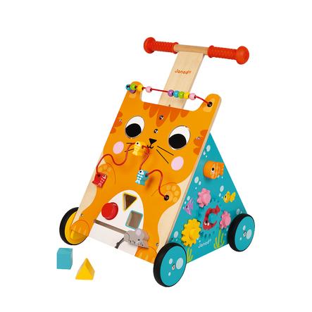 Janod® Chariot de marche enfant multi-activités chat bois