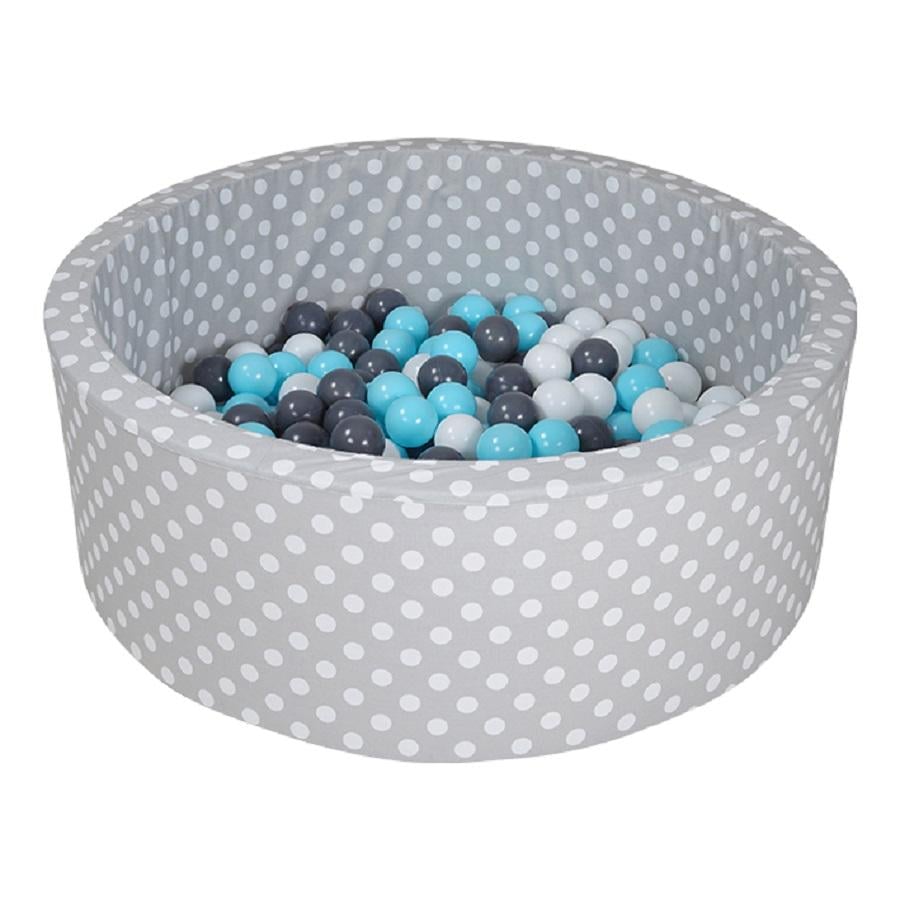 knorr® toys Ballenbak soft Grey white dots inclusief 300 ballen creme/grey/lightblue