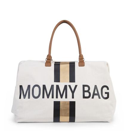 CHILDHOME Mommy Bag Groß Canvas Beige Stripes Black / Gold
