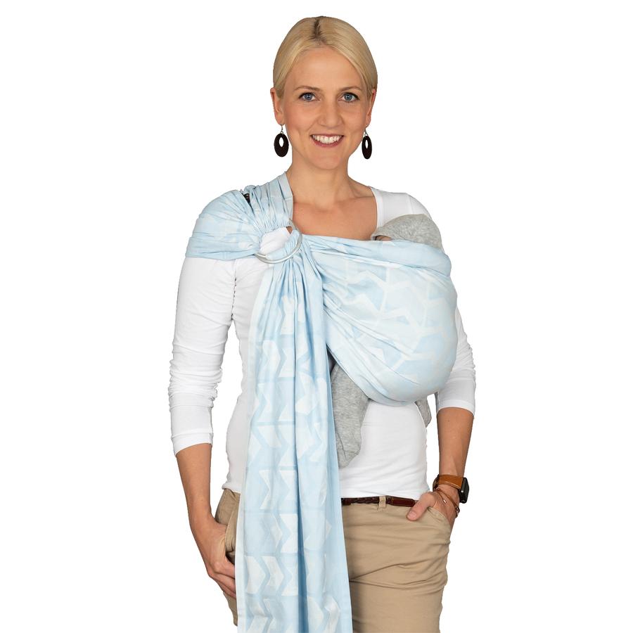 Hoppediz Ring Sling Draagdoek Jacquard Amsterdam Aqua Pinkorblue Nl