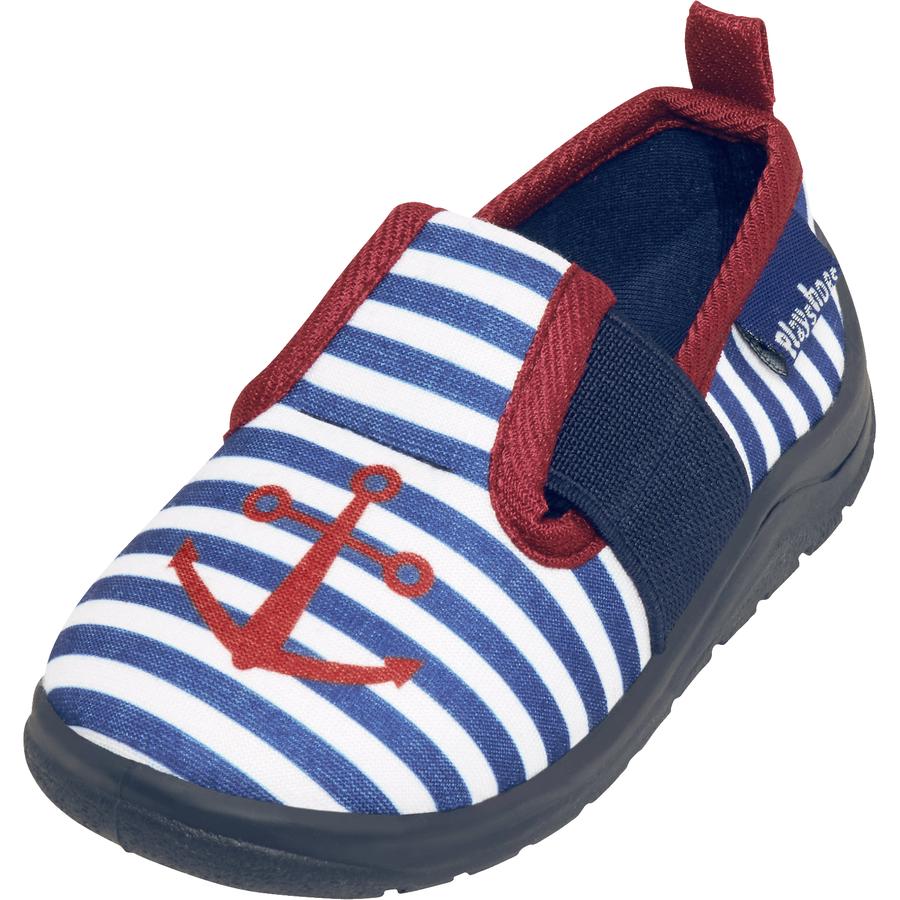 Playshoes Slipper Maritim marine / hvit
