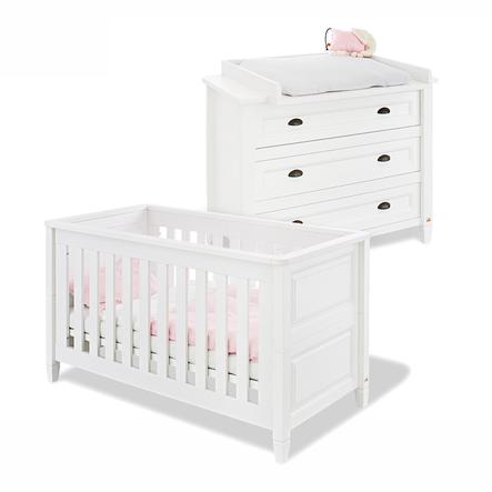 Pinolino Ensemble Lit Bebe Commode A Langer Monja Blanc Roseoubleu Fr