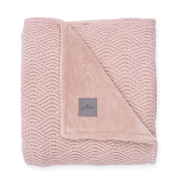 jollein Deken River knit pale pink coral fleece 100 x 150 cm