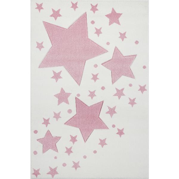LIVONE Barnmatta Kids Love Rugs - Starline creme/rosa 120 x 170 cm