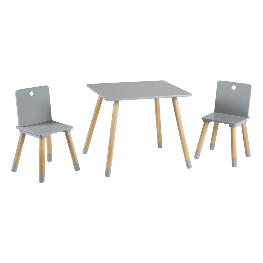 roba Set tavolino e due sedie, grigio/legno