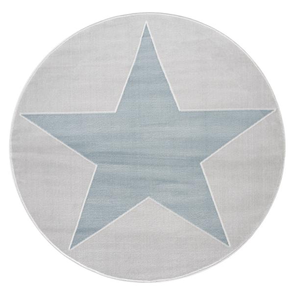 LIVONE Barnmatta Happy Rugs Shootingstar rund, silvergrå/blå 133 cm