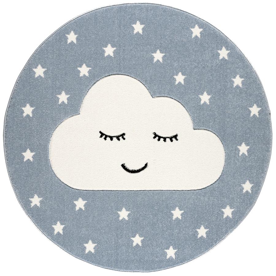 LIVONE Tapijt Kids Love Rugs Smiley Cloud rond blauw/wit 133 cm