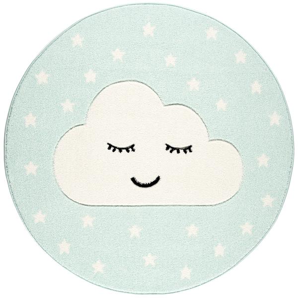 LIVONE lek og barneteppe Kids Love Rugs Smile y Cloud, mynte / hvit, 133 cm