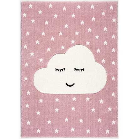 LIVONE leikki- ja lasten matto Lapset rakastavat matot Smile y Cloud, vaaleanpunainen / valkoinen, 100 x 150 cm