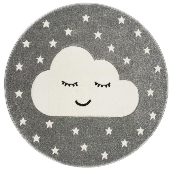 LIVONE Dywan dziecięcy Kids Love Rugs Smiley Cloud, okrągły 160 cm, kolor srebrnoszary/biały