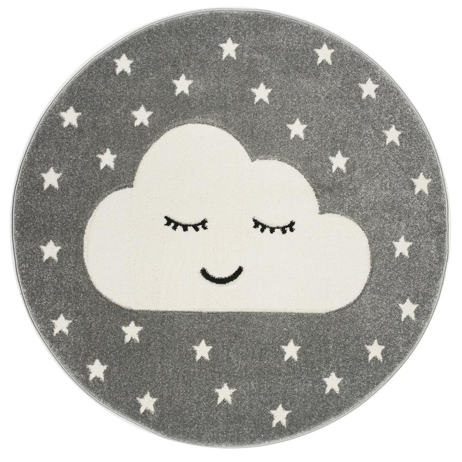 LIVONE lek og barneteppe Kids Love Rugs Smile y Cloud, sølvgrå / hvit, 160 cm