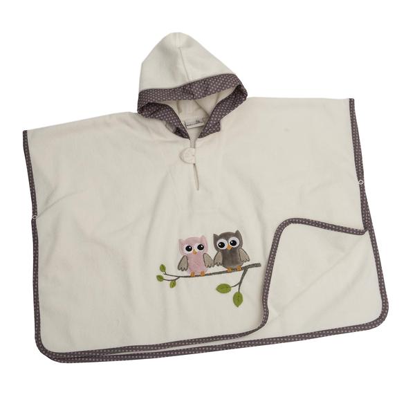 Be's Collection Poncho hooded sowy różowe