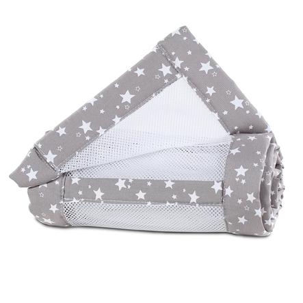 babybay ® rede mesh piqué Maxi, boxspring og Comfort taupe stjerner hvid 168x24 cm