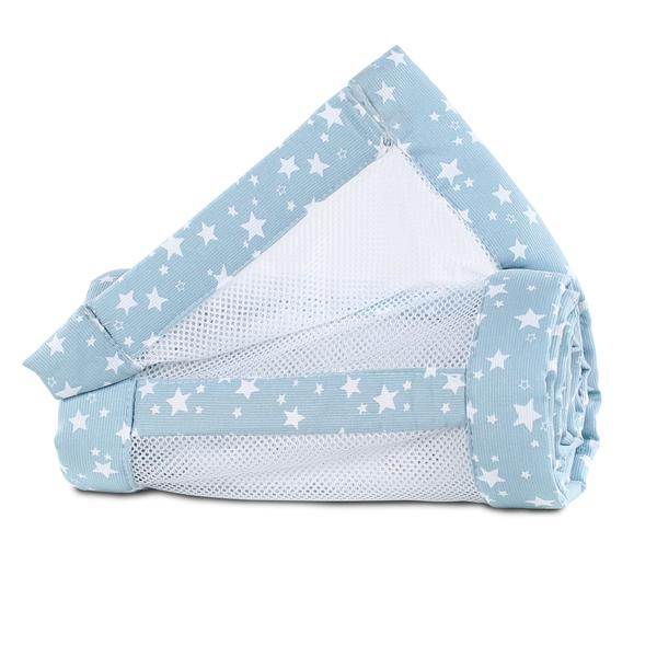 babybay® Nestchen Mesh-Piqué Maxi, Boxspring und Comfort azurblau Sterne weiß 168x24 cm