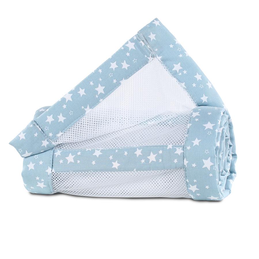 babybay® Tour de lit cododo pour Maxi, Boxspring mesh piqué azur étoile blanc 168x24 cm