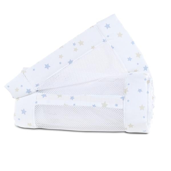 babybay ® Nest mesh piké Maxi, boksfjær og Comfort azurblå stjernemiks 168x24 cm