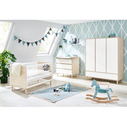 Pinolino Ensemble Lit Bebe Commode A Langer Armoire 3 Portes Flow Blanc Naturel Roseoubleu Fr