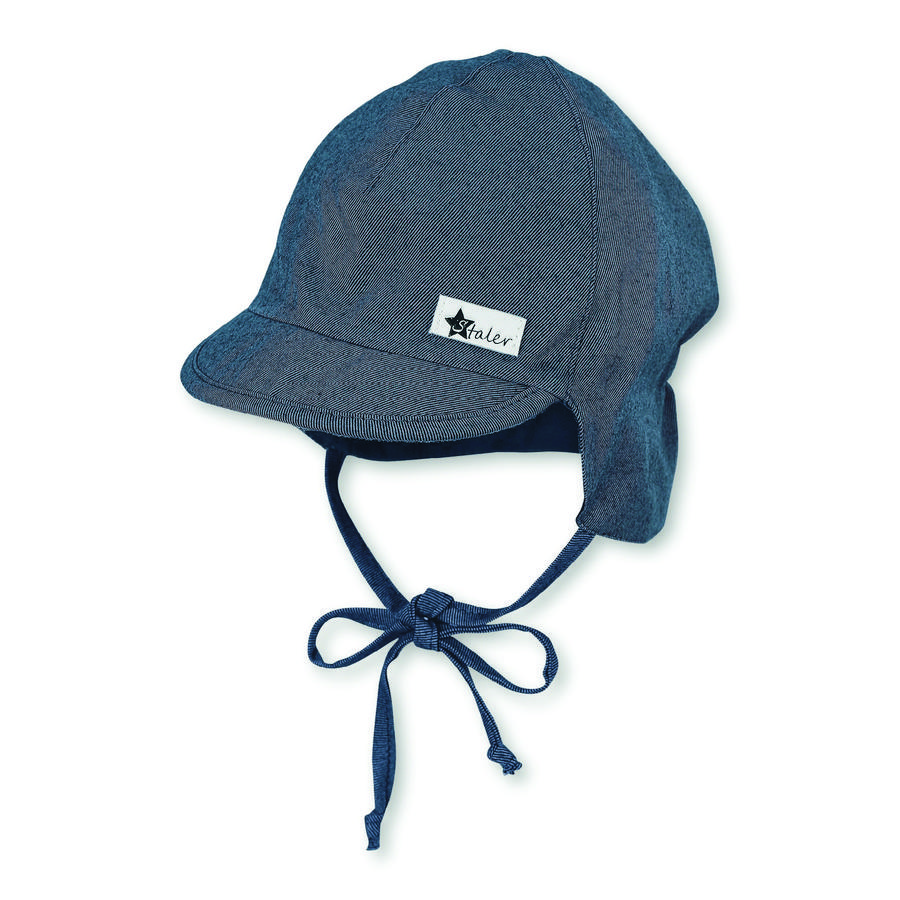 Sterntaler czapka z daszkiem z osłoną szyi średnioniebieską