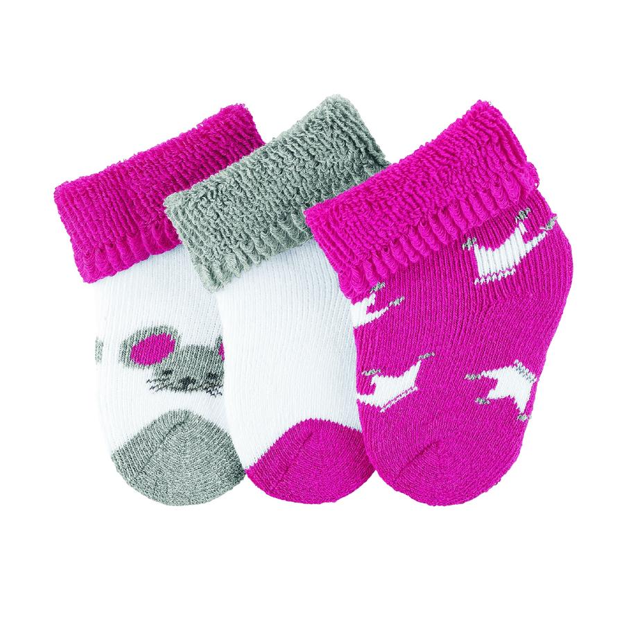 Sterntaler First Baby Socks 3-Pack Myši bílé