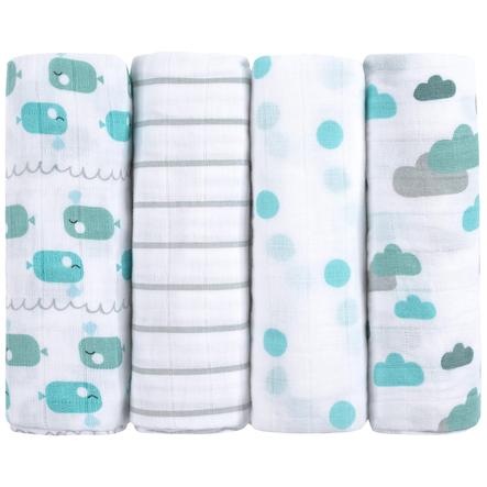 Emma Noah Lange Bebe Baleine Bleu 80x80 Cm Lot De 4 Roseoubleu Fr