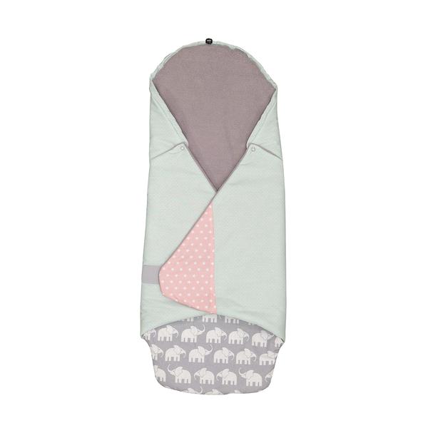 ULLENBOOM ® omviklet tæppe Elephant Mint Pink 98 x 98 x 2 cm