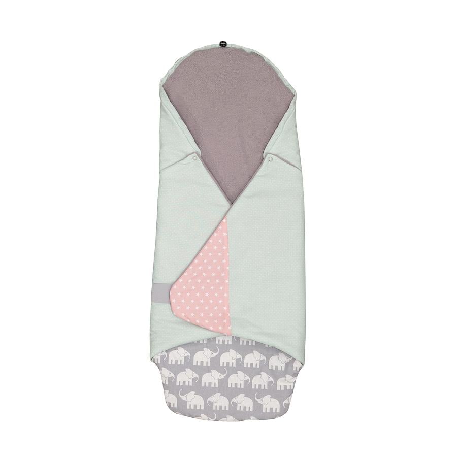 ULLENBOOM® omsluttende teppe Elephant Mint Pink 98 x 98 x 2 cm