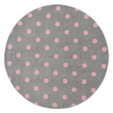 LIVONE lastenmatto Lapset rakastavat mattoja CIRCLE hopeanharmaa / vaaleanpunainen 100 cm pyöreä