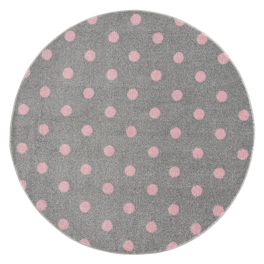 LIVONE barneteppe Barn elsker Rugs CIRCLE sølvgrå / rosa 100 cm rund