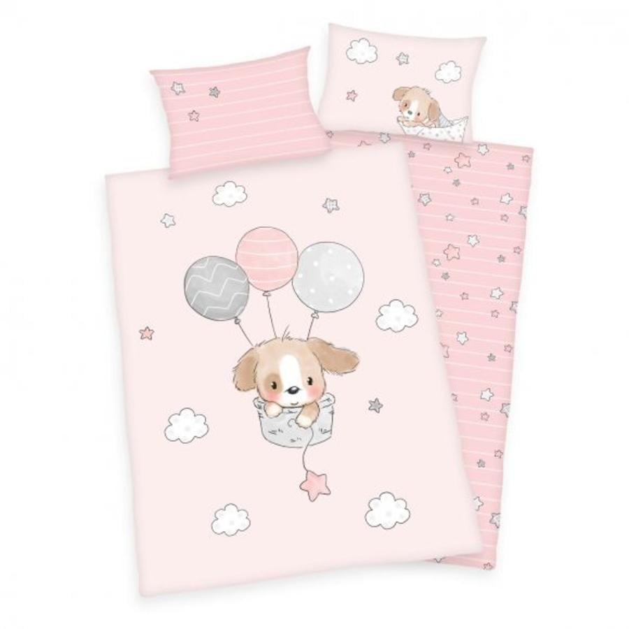 babybest® Flannel sengetøj Sweet Puppy GOTS 100 x 135 cm