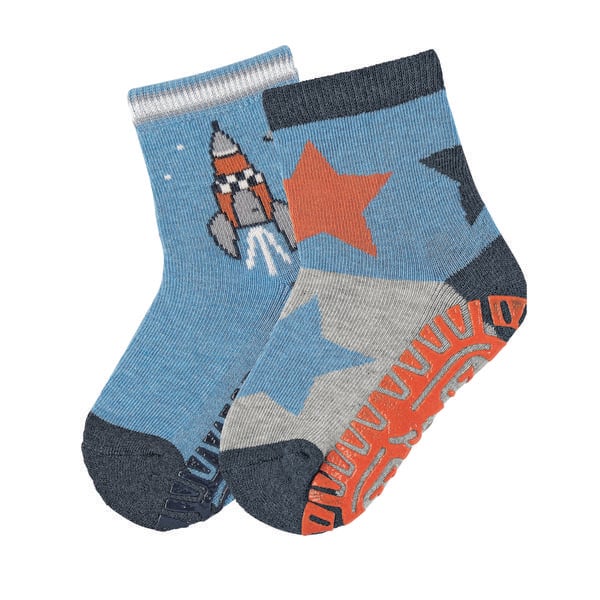 Sterntaler ponožky s podrážkou Air dvojitá raketa / hvězdy středně modrá melanž