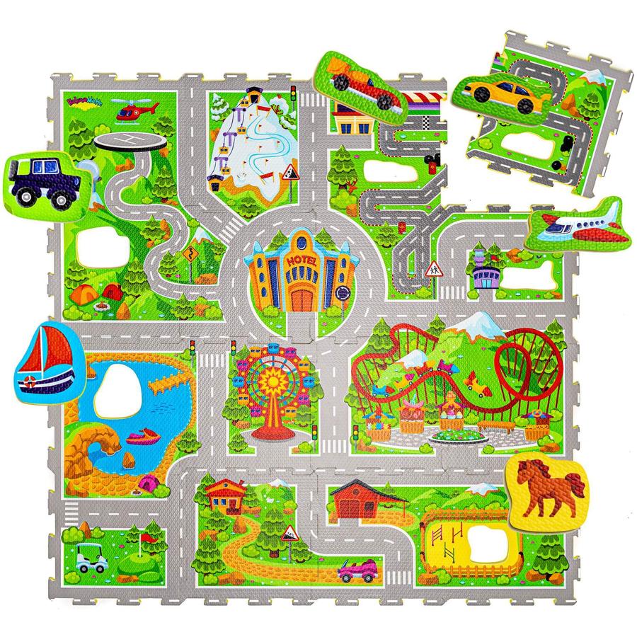 Hakuna Matte Tapis puzzle enfant - voyages 120x120 cm