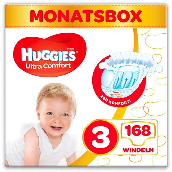 Huggies Couches Ultra Comfort Baby T.3 168 pièces pack mensuel