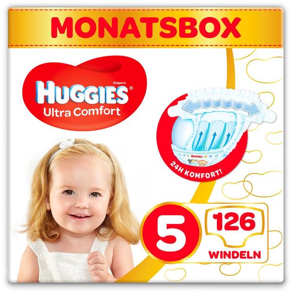Huggies Windeln Ultra Comfort Baby Größe 5 Monatsbox 126 Stück