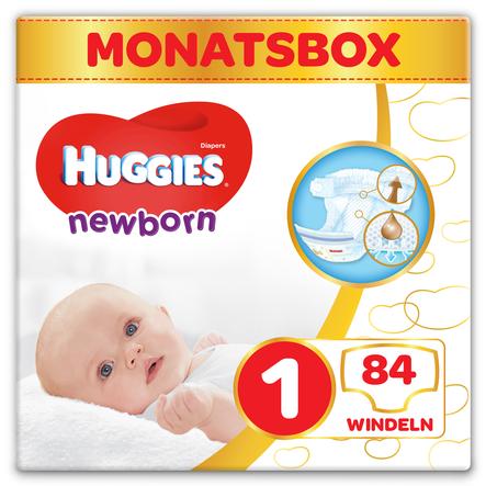 Größe 1 1 x  84 Stück Huggies Newborn Baby Windeln für Neugeborene 