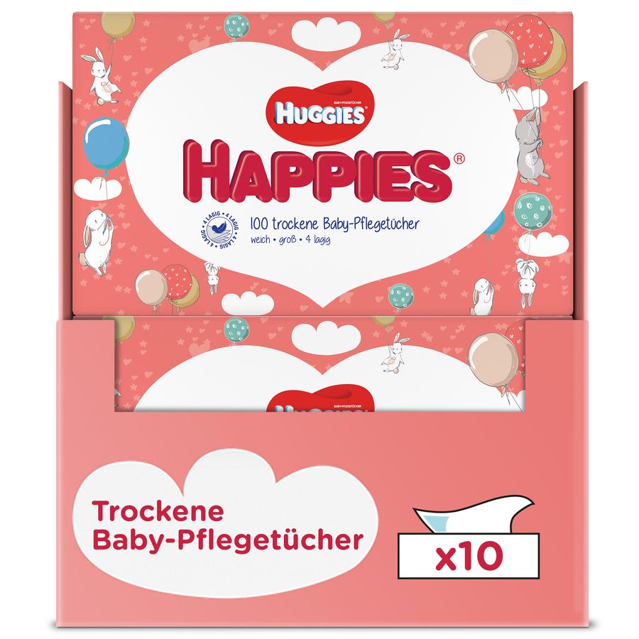 Huggies Happies tørre babyplejeservietter 10 x 100 servietter