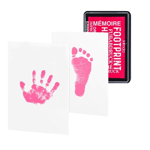 kiinda Inkoustový polštářek s otiskem dětské ručičky a nožičky, v horké růžové barvě