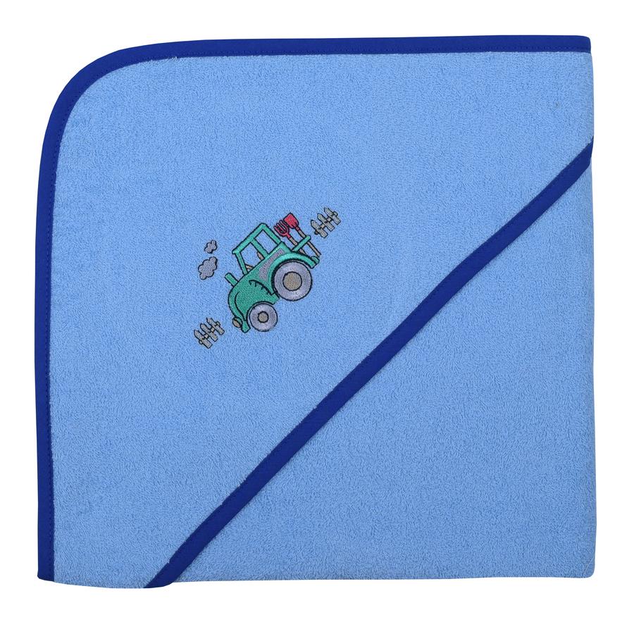 WÖRNER SÜDFROTTIER Cape de bain enfant tracteur bleu clair 100x1000 cm